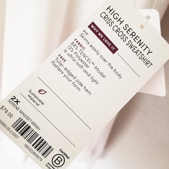 NEW Athleta High Serenity Criss Cross Sweatshirt Plus 2X Serene Mindset White - Picture 8 of 16